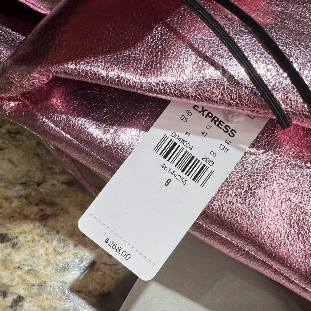 Brian Atwood x Express Bubble Metallic Over The Knee Heeled Boots 9
